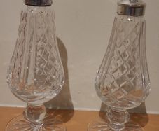 Lismore Waterford Crystal salt and pepper set. Silver tops