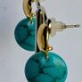 Gold & Turquoise Coin Candy Drop Earrings Image 4