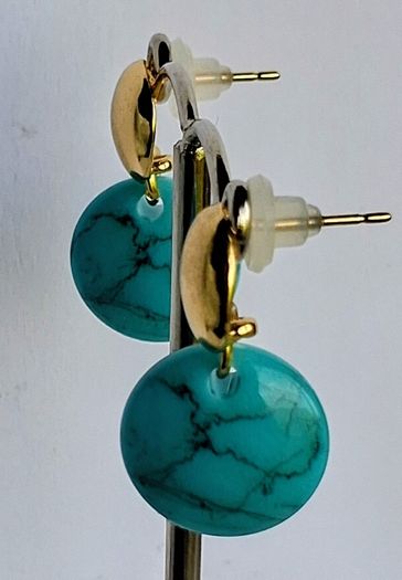 Gold & Turquoise Coin Candy Drop Earrings