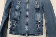 Vintage Y2K Sisley Biker Style Denim Jacket - Size S