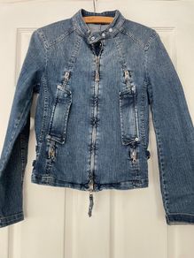 Vintage Y2K Sisley Biker Style Denim Jacket - Size S