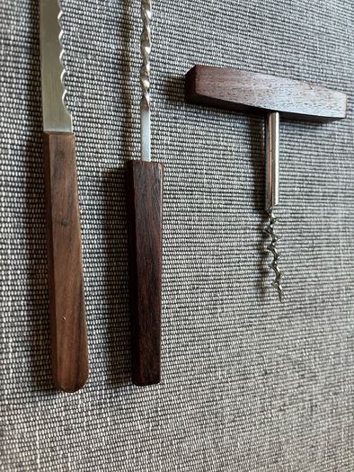 Vintage Teak-Handled Bar Tool Set (3 Pieces)