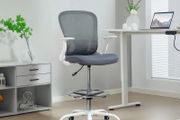Ergonomic office chair with adjustable footrest and liftable armrests, height-adjustable, 59x62x99-119cm, gray