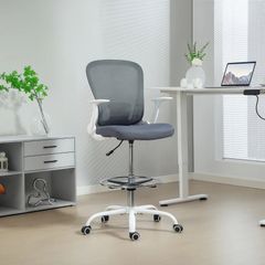 Ergonomic office chair with adjustable footrest and liftable armrests, height-adjustable, 59x62x99-119cm, gray