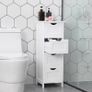 _Bathroom cabinet, narrow wooden bathroom cabinet with 4 drawers, 30 x 30 x 82 cm, living room, bedroom, hallway, deep, free-standing, space-saving, white Image 5