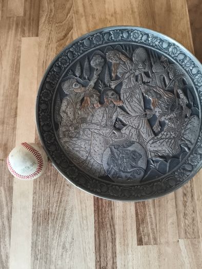 Vintage Persian pewter and brass plates