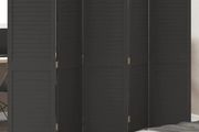 Room Divider 5 Panels Black Solid Wood Paulownia