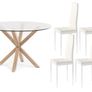 Round Glass Dining Table Set with 4 Faux Leather Chairs Black or White Image 4