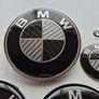 Full set of BMW black carbon fibre caps/badges (E Series) FREE POST Image 3