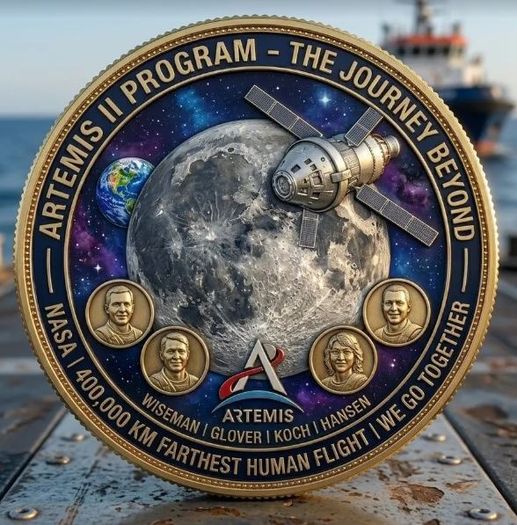 Artemis II Crewed Lunar Mission Splashdown Commemorative Coin