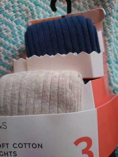 M&S soft cotton tights, 11-12 yrs, pack of 3