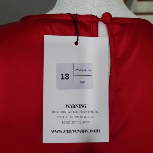 CurveWow red satin shift dress, Size 18, BNWT