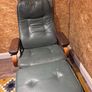 Genuine Vintage Mid-Century Leather Recliner & Footstool Image 4