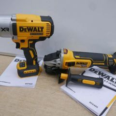 DeWALT 18V XR Cordless Brushless HEAVY DUTY Impact Wrench 1 /2 Inch Drive + DeWALT 18V XR Cordless Brushless Angle Grinder.
