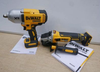 DeWALT 18V XR Cordless Brushless HEAVY DUTY Impact Wrench 1 /2 Inch Drive + DeWALT 18V XR Cordless Brushless Angle Grinder.