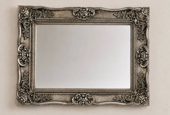 Vintage large champagne/silver mirror