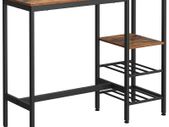 _Bar table, high table, 110 x 40 x 90 cm, with holders for wine glasses and bottles, kitchen table, for living room, kitchen, industrial design, vintage brown-black