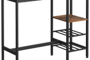 _Bar table, high table, 110 x 40 x 90 cm, with holders for wine glasses and bottles, kitchen table, for living room, kitchen, industrial design, vintage brown-black