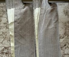 Blackout Grey Herringbone Eyelet Curtains (168x224cm) & Extendable Gunmetal Pole Bundle