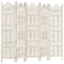 Hand carved 5-Panel Room Divider White 200x165 cm Solid Mango Wood Image 4