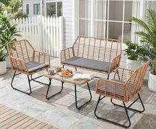 4 Piece PE Rattan Set Garden Balcony Furniture