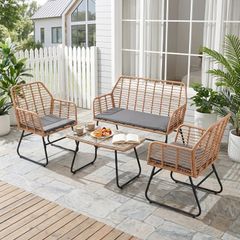 4 Piece PE Rattan Set Garden Balcony Furniture