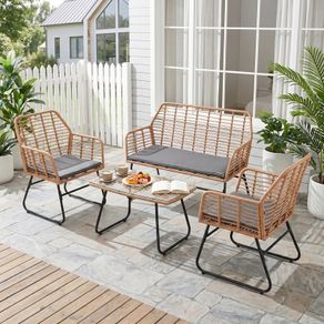 4 Piece PE Rattan Set Garden Balcony Furniture