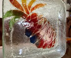 Decorative Pineapple Fused Glass Serving Plate Textured