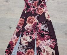 NWT Boohoo Floral Split Midi Dress Plum & Pink Size 10