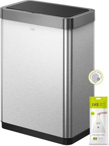 Mirage X 40L Automatic Sensor Kitchen Bin, Double Recycling Bin with 2 x 20L Compartments, Soft-Close Lid and Removable Buckets, Sleek Brushed Stainless Steel