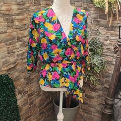 vintage Mister Dee floral wrap blouse small medium