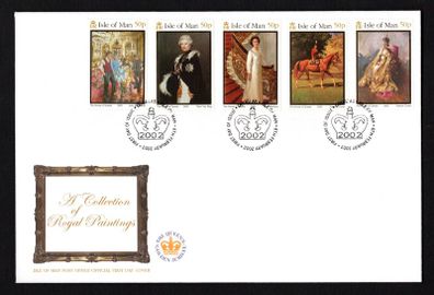 2002 Isle of Man Golden Jubilee Royal Paintings Commemorative Stamp First Day Cover (FDC)