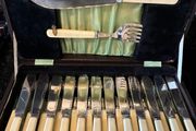 Antique 26 Piece Bone Handle EPNS Fish Set