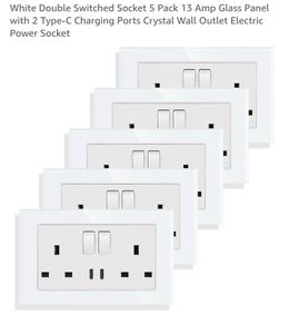 5pk double switched socket with type C USB