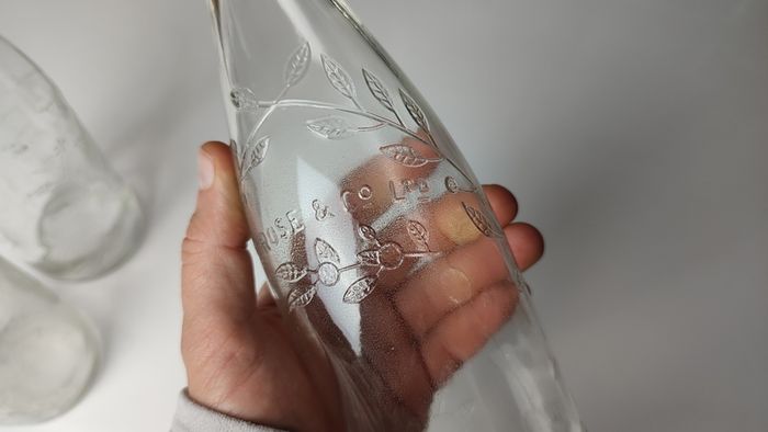 325 - Set of 3 Vintage Clear Glass Collectible Decorative L Rose and Co Bottles