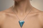 Signed Unisex Moss Agate Sterling Silver Pendant Set