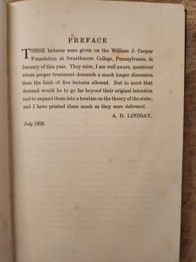 The Essentials Of Democracy. By A.d.lindsay. First Editions 1929 Hardback In Good Condition. 35.