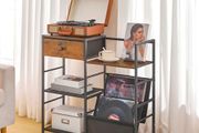 Record Player Stand, End Table with Vinyl Storage, 4 Tier Vinyl Record Storage, Side Table with Open Shelves, Turntable Stand for Living Room, Media Room, Rustic Brown