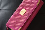 River island pink and gold clutch bag