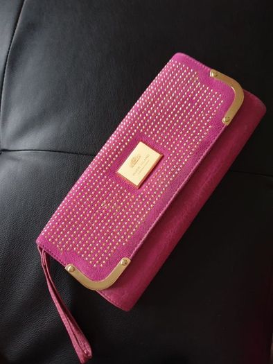 River island pink and gold clutch bag
