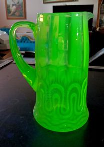 Art Deco tall uranium pitcher