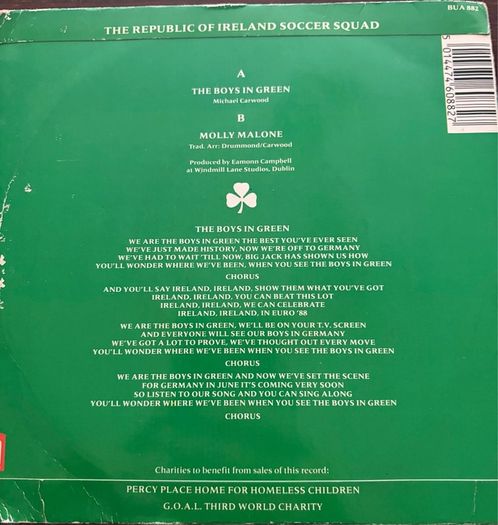 Republic of Ireland Soccer Squad The Boys In Green Original 1988 7 inch Vinyl