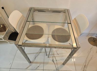 Glass Ikea table with chairs
