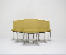 Set of 6 Upholstered Dining Chairs, Attributed to Milo Baughman, USA, 1970s.