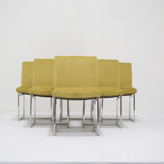 Set of 6 Upholstered Dining Chairs, Attributed to Milo Baughman, USA, 1970s.