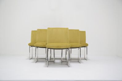 Set of 6 Upholstered Dining Chairs, Attributed to Milo Baughman, USA, 1970s.