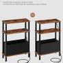 Slim Side Table with Charging Station, 3-Tier Narrow Side Table with Drawer, Skinny Bedside Table, End Table for Small Spaces, for Bedroom Image 3