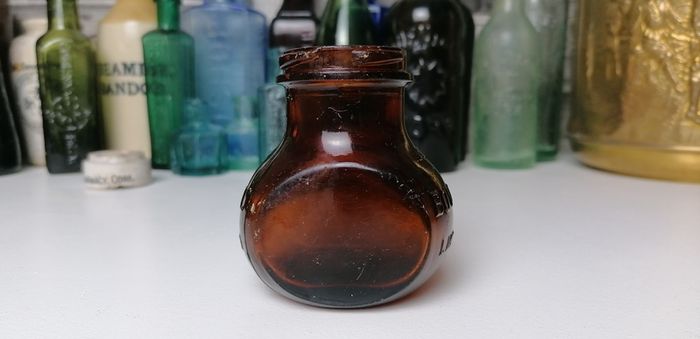 62 - Vintage 4oz Bovril Dark Brown Glass Embossed Letters Jar