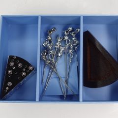 Newbridge Silverware Cheese Pick Set 6 Mice on Stand