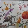 Antique Early 20c Chinese Silk Embroidery Birds Panel Framed - 23"x14" Image 4